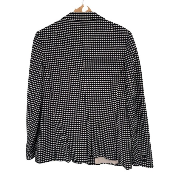 Banana Republic Long & Lean bi-stretch Womens Blazer Black plaid Size 12 career - Picture 5 of 11